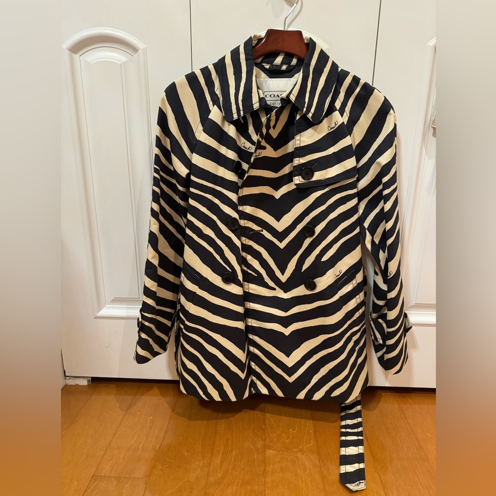 COACH zebra raincoat/trenchcoat